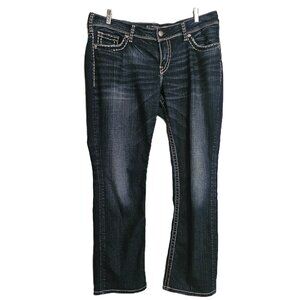 SILVER JEANS CO Y2K Blue Dark Wash Mid-Rise Straight Leg Suki Jeans Plus Size 16